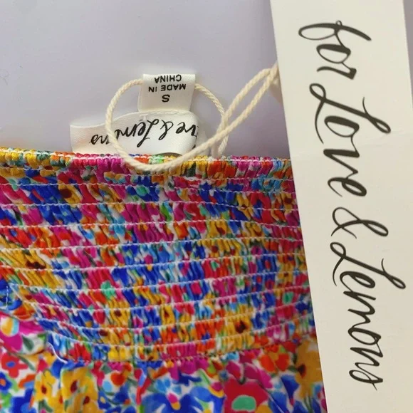 For Love & Lemons Sasha Mini Dress Blue Dizzy Floral - Picture 6 of 6